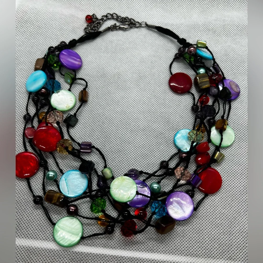 🆕 Vintage multicolored Rare necklace - Picture 10 of 11